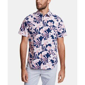 Mens Nautica Blue Sail Classic Fit Floral Hawaiian Short Sleeve Shirt M stretch
